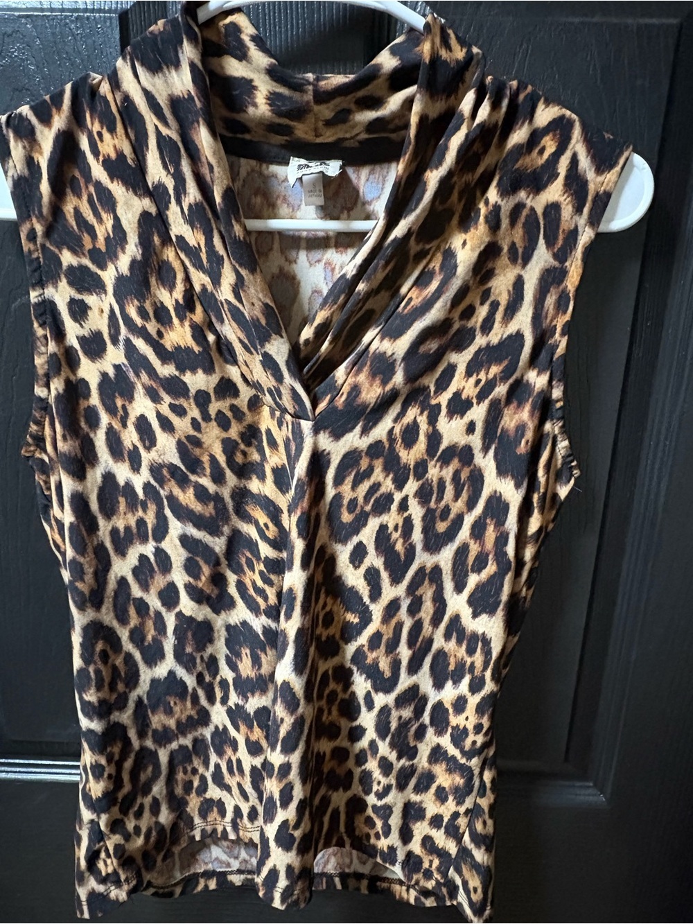 Anne Klein Leopard Print Sleeveless V-Neck Camisole - Brown/Black